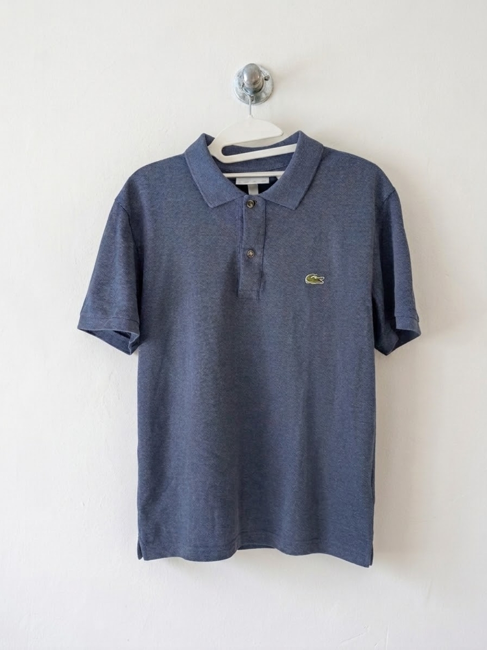 Lacoste Men's Heathered Slate Polo with Crocodile Patch